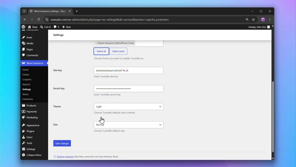 cartprotect bot protection for woocommerce setup cloudflare turnstile