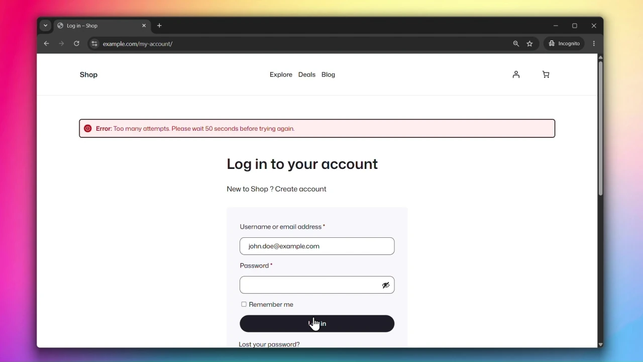 customer accounts for woocommerce customer accounts login page too many attempts