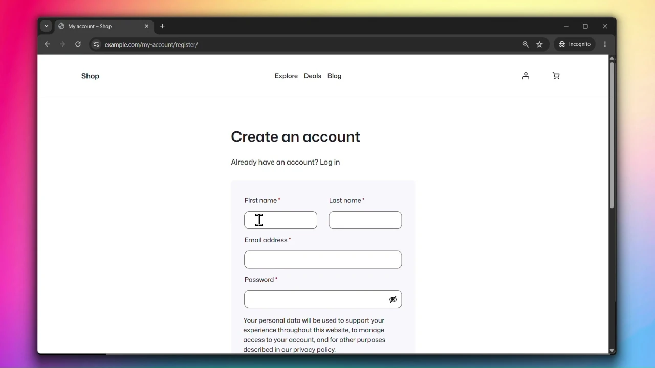 customer accounts for woocommerce customer accounts registration page with registration fields