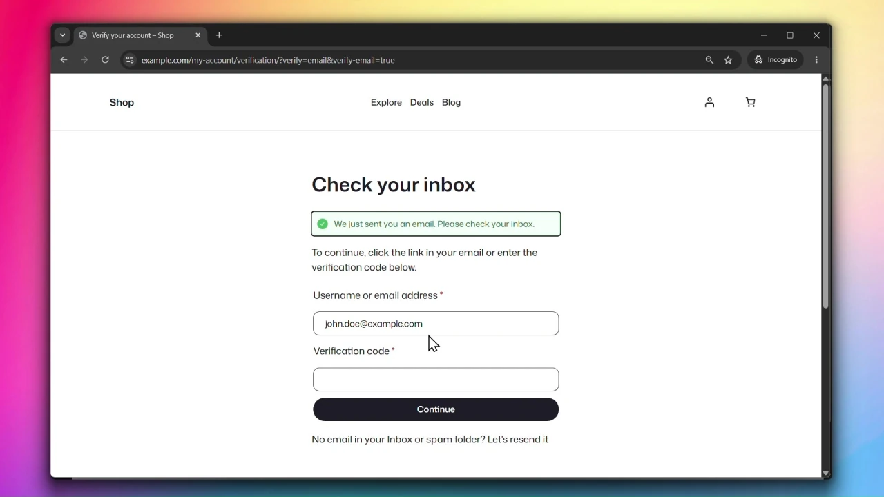 customer accounts for woocommerce email verification verification page