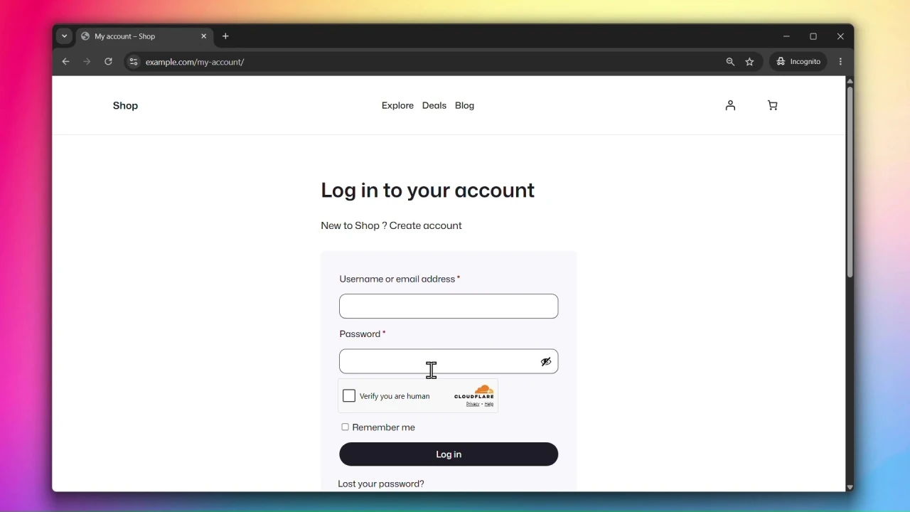 customer accounts for woocommerce login page with cloudflare turnstile