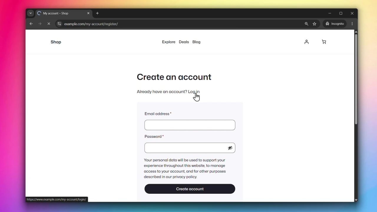 customer accounts for woocommerce modern login account registration page