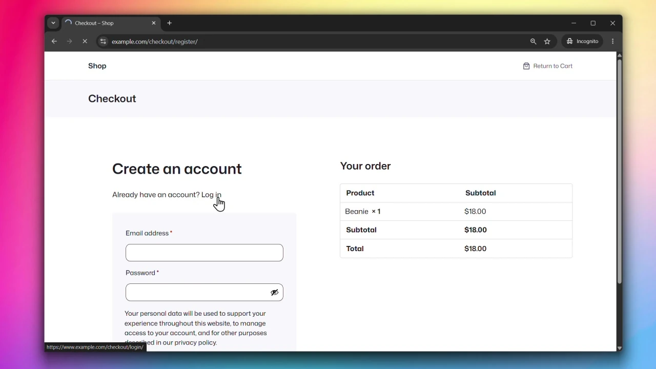 customer accounts for woocommerce modern login checkout registration page