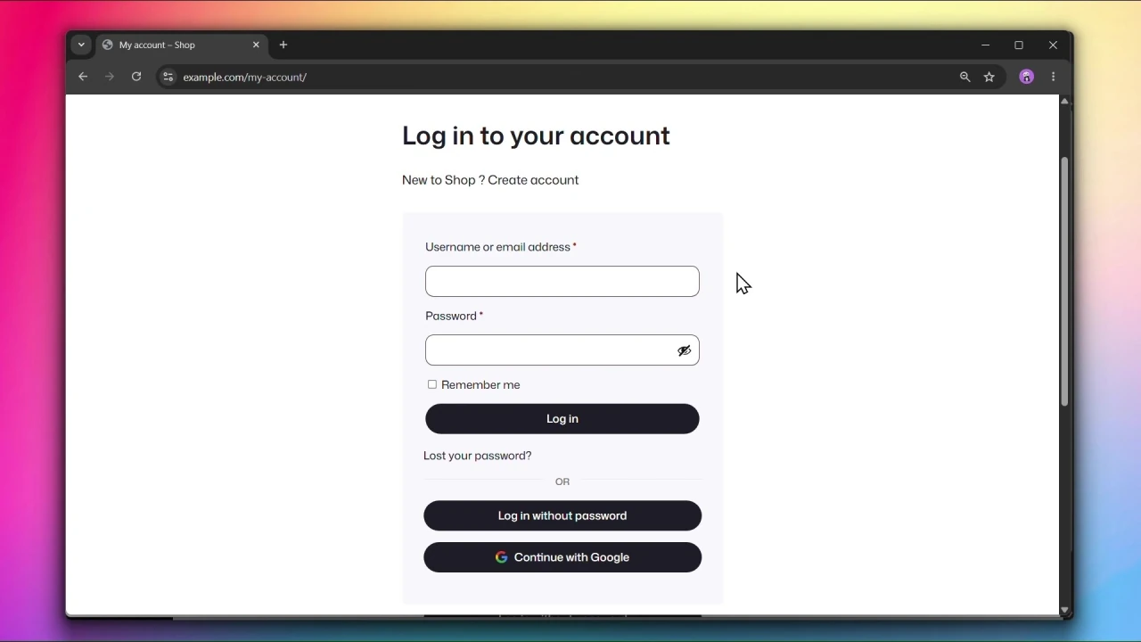 customer accounts for woocommerce sign in with google on login page